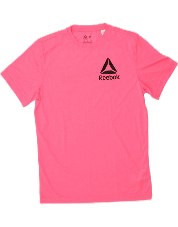 REEBOK Mens Graphic T-Shirt Top Medium Pink Polyester Vintage Reebok and Second-Hand Reebok from Messina Hembry 