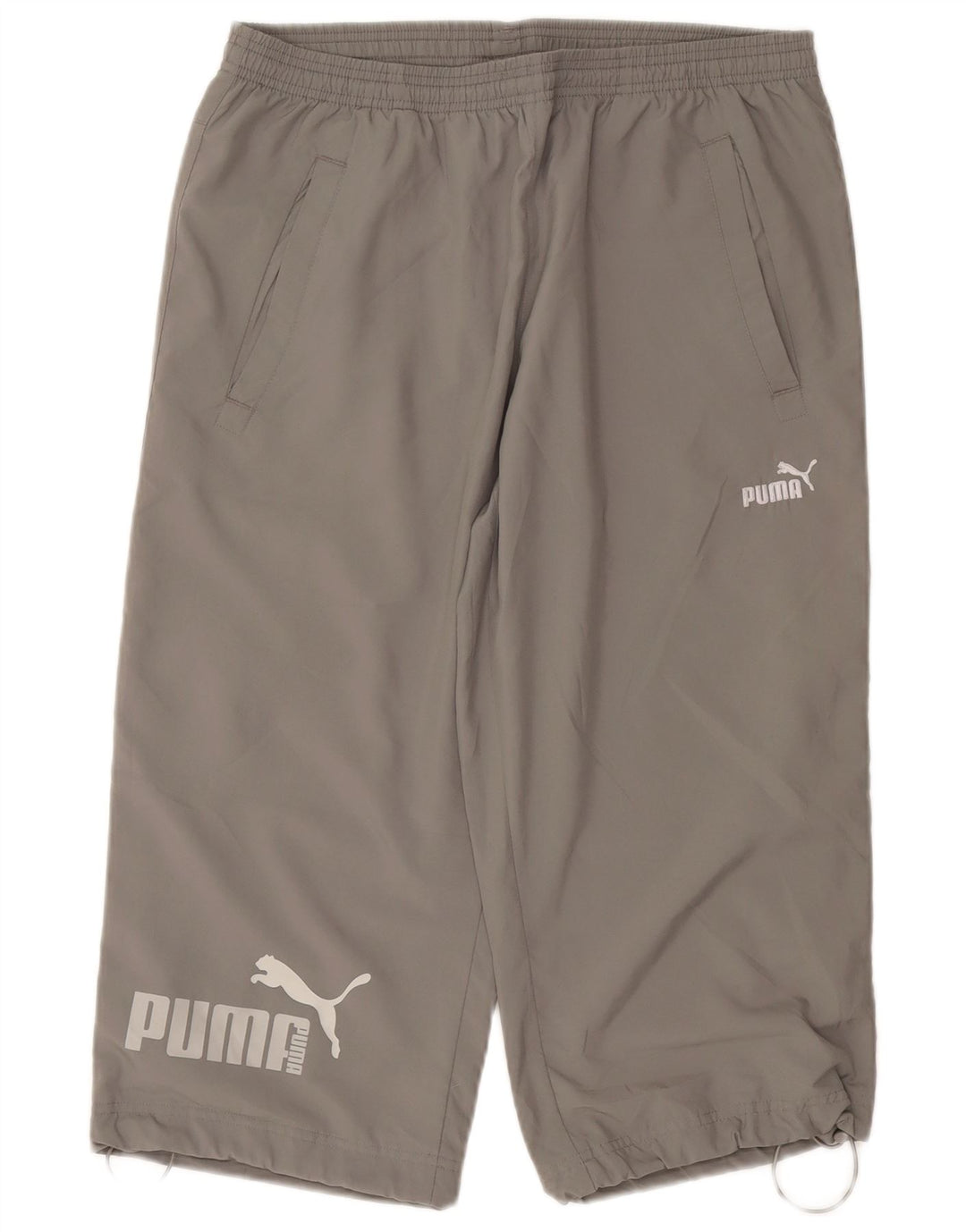 Мужские спортивные брюки-капри Puma с графическим рисунком, средний серый полиэстер