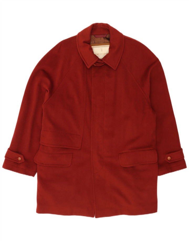Мужское пальто Trussardi IT 48 Medium Maroon из натуральной шерсти