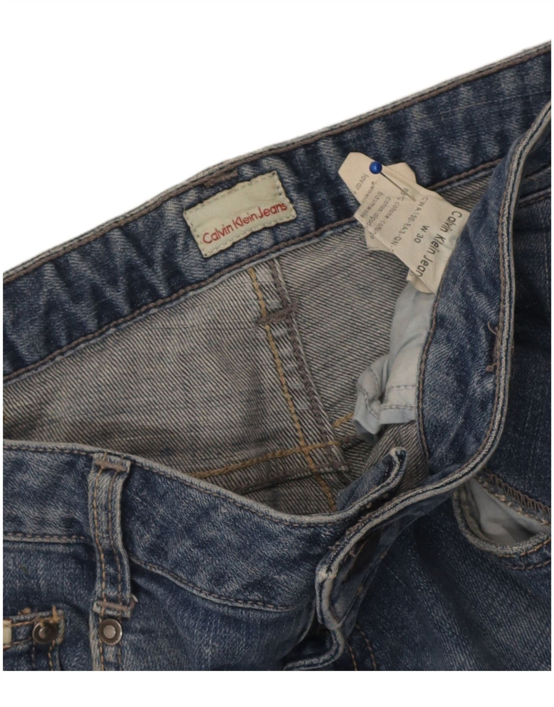 Женские потертые узкие джинсы Calvin Klein W30 L33, синий хлопок