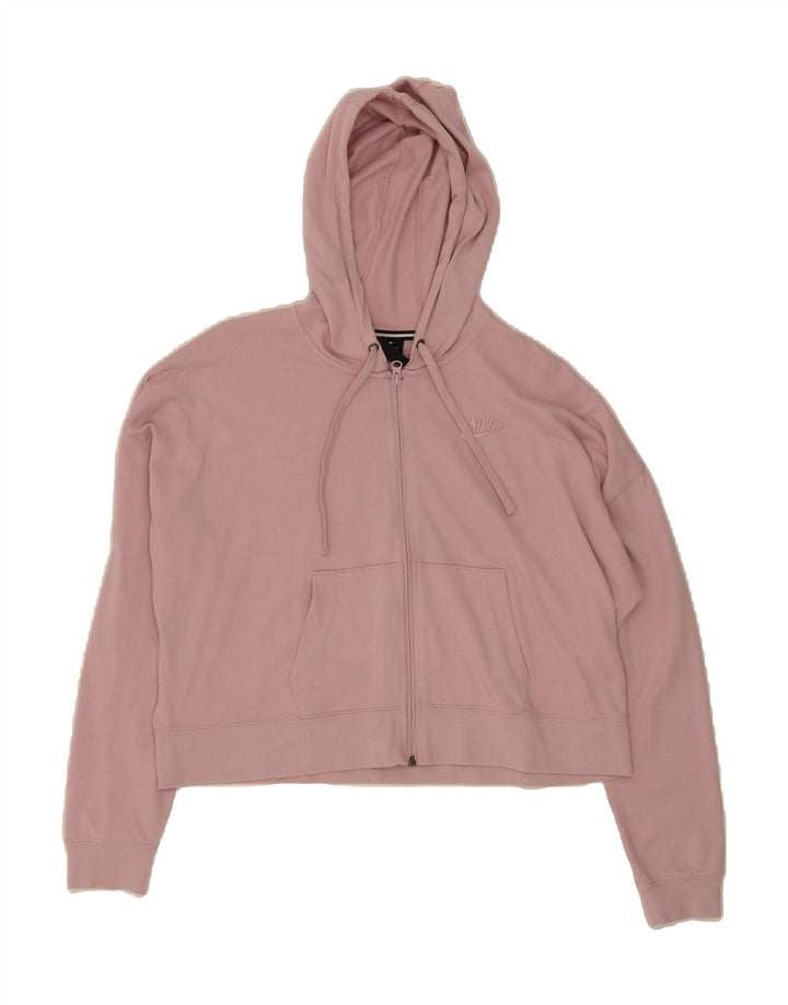 NIKE Womens Crop Zip Hoodie Sweater UK 14 Medium Pink Vintage Nike and Second-Hand Nike from Messina Hembry 