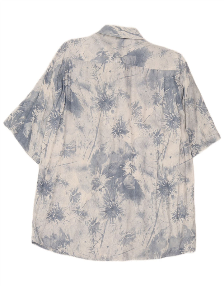 Винтажная мужская рубашка с коротким рукавом среднего синего цвета Tie Dye