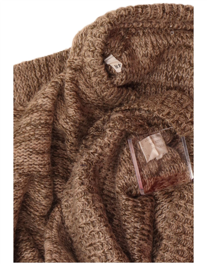 Винтажный мужской джемпер с круглым вырезом IT 48, средний коричневый в крапинку, акрил