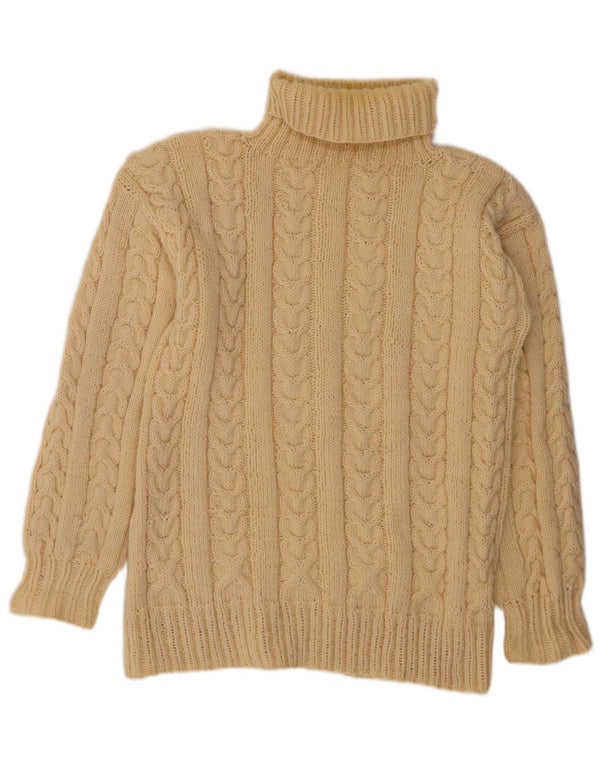 ВИНТАЖНЫЙ женский джемпер с высоким воротником, Великобритания, 14, большой, белый цвет