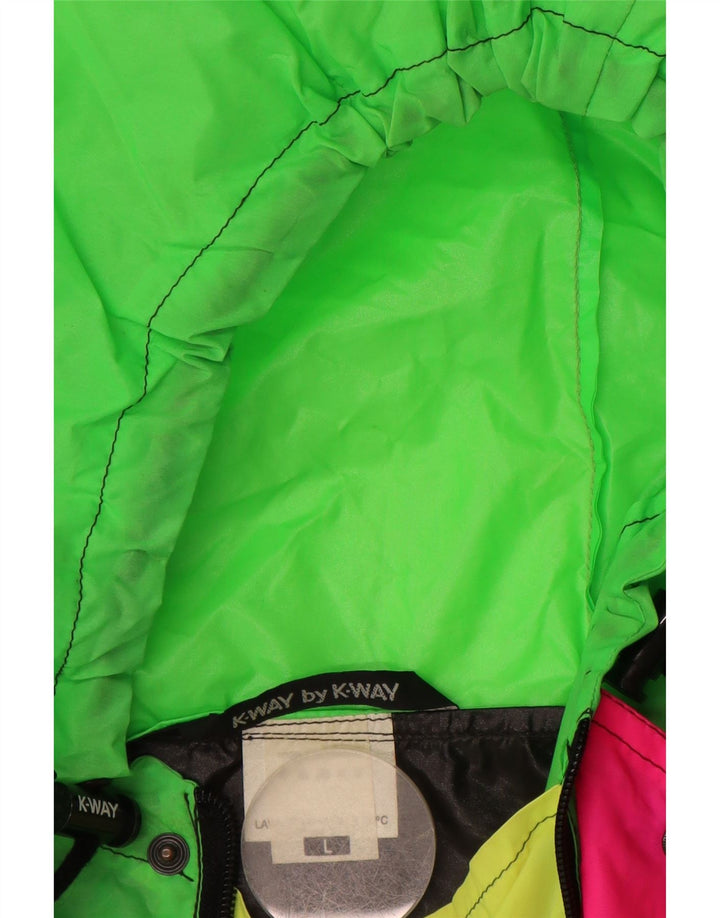 Мужская куртка-анорак K-WAY с капюшоном UK 40, большая черная, полиамид с цветными блоками