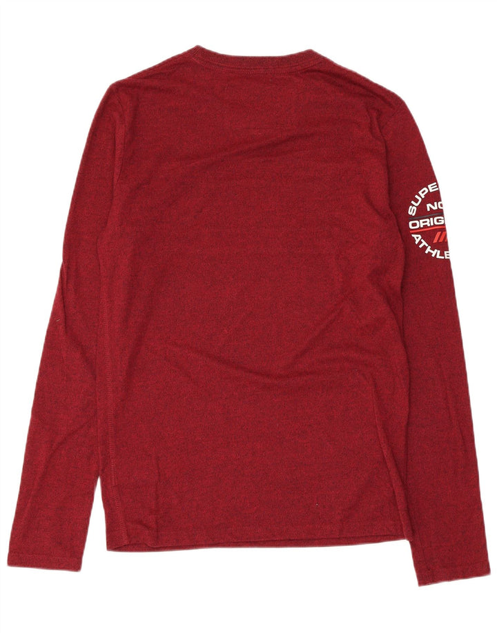 SUPERDRY Мужской топ с рисунком, длинный рукав, маленький бордовый хлопок с крапинками
