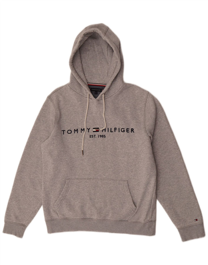 Мужской джемпер с капюшоном с рисунком Tommy Hilfiger, средний серый