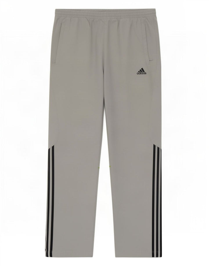 Мужские спортивные брюки Adidas среднего серого цвета из полиэстера с цветными блоками
