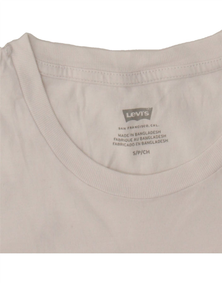 LEVI'S Womens Graphic T-Shirt Top UK 10 Small White Vintage Levi's and Second-Hand Levi's from Messina Hembry 