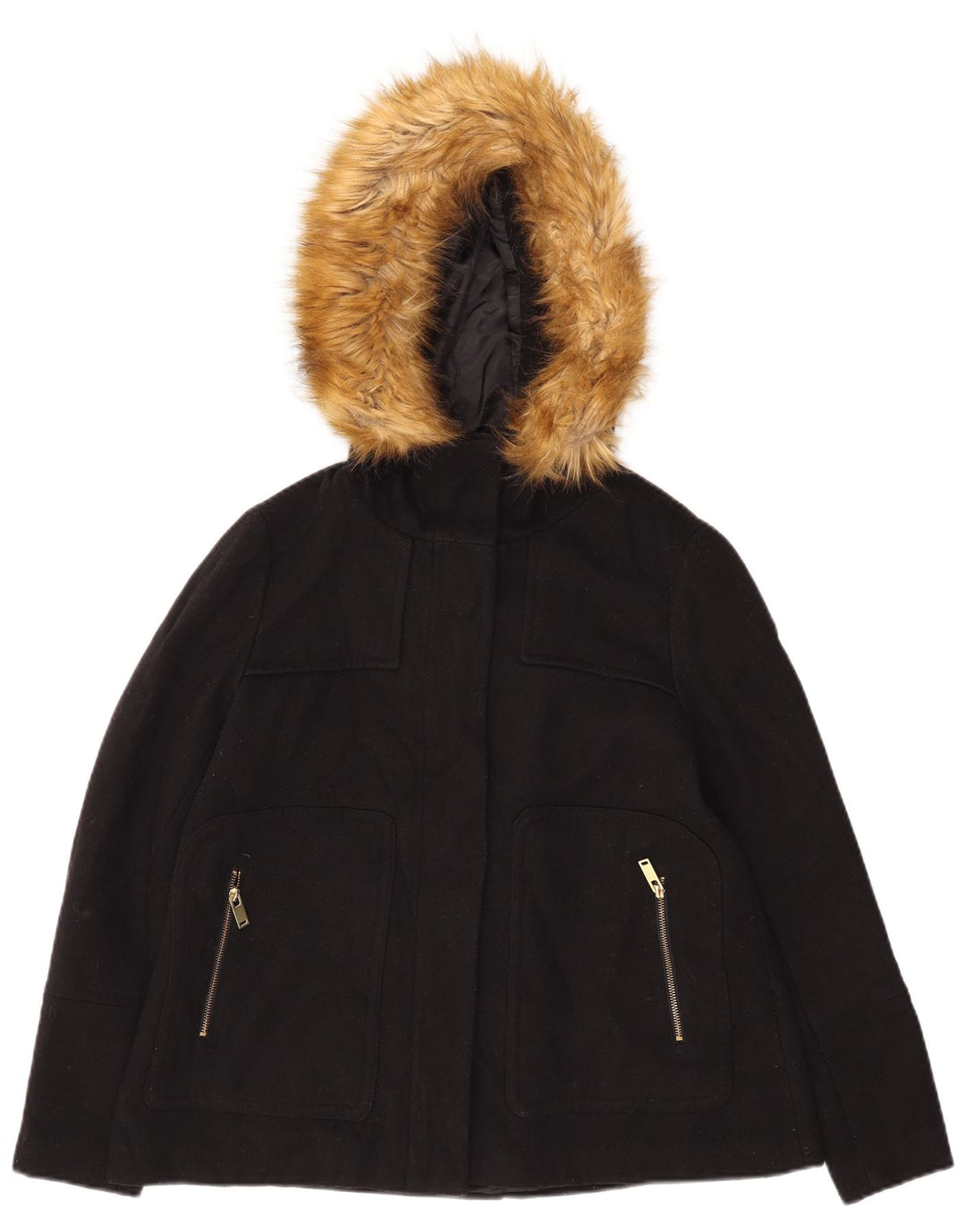 Женская куртка-бомбер с капюшоном Zara UK 14, средний черный полиэстер