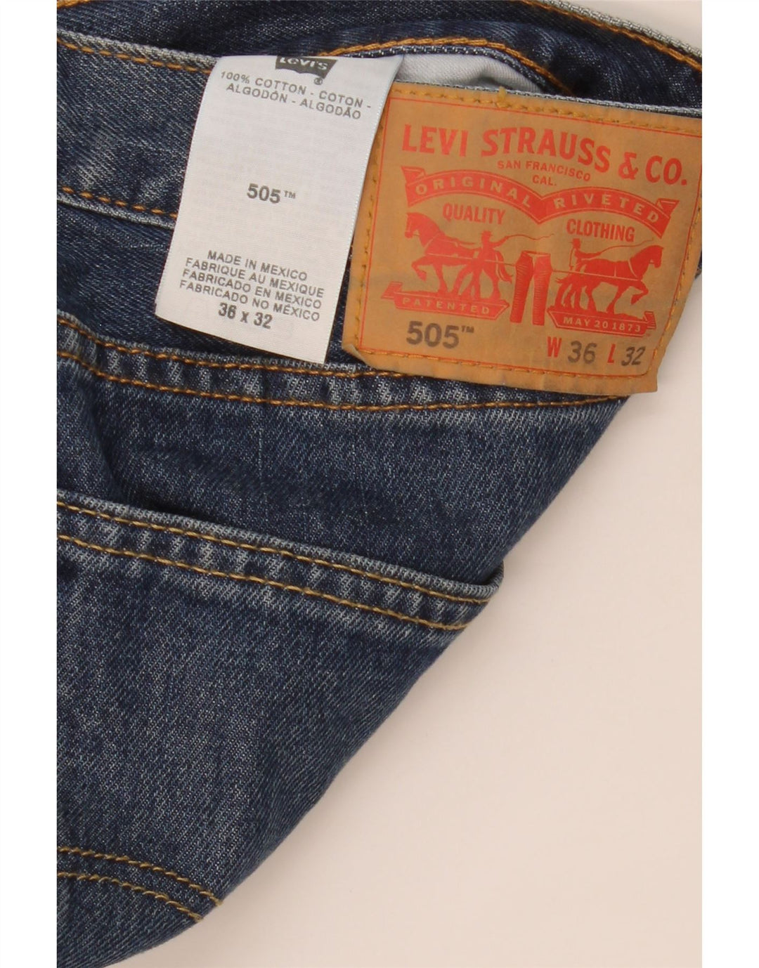 Мужские прямые джинсы Levi's 505 W36 L32 синие, хлопок