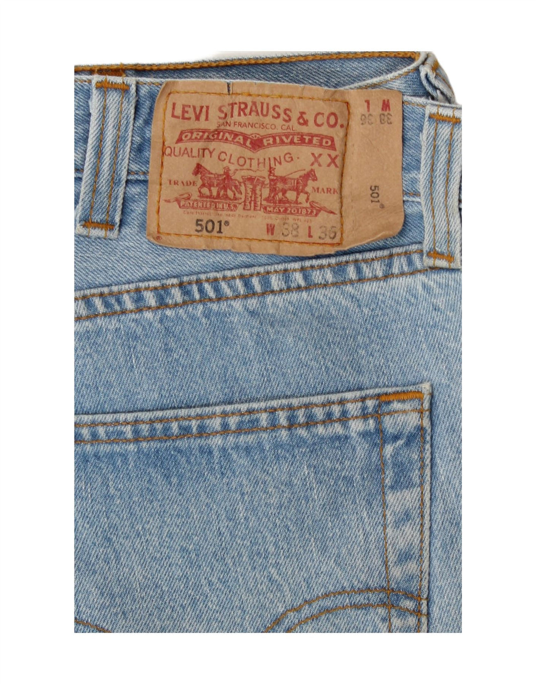 Мужские прямые джинсы Levi's 501 W38 L28 синие, хлопок