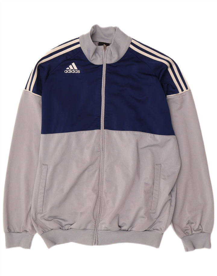 Мужская спортивная куртка Adidas UK 44/46, большой серый полиэстер с цветными блоками