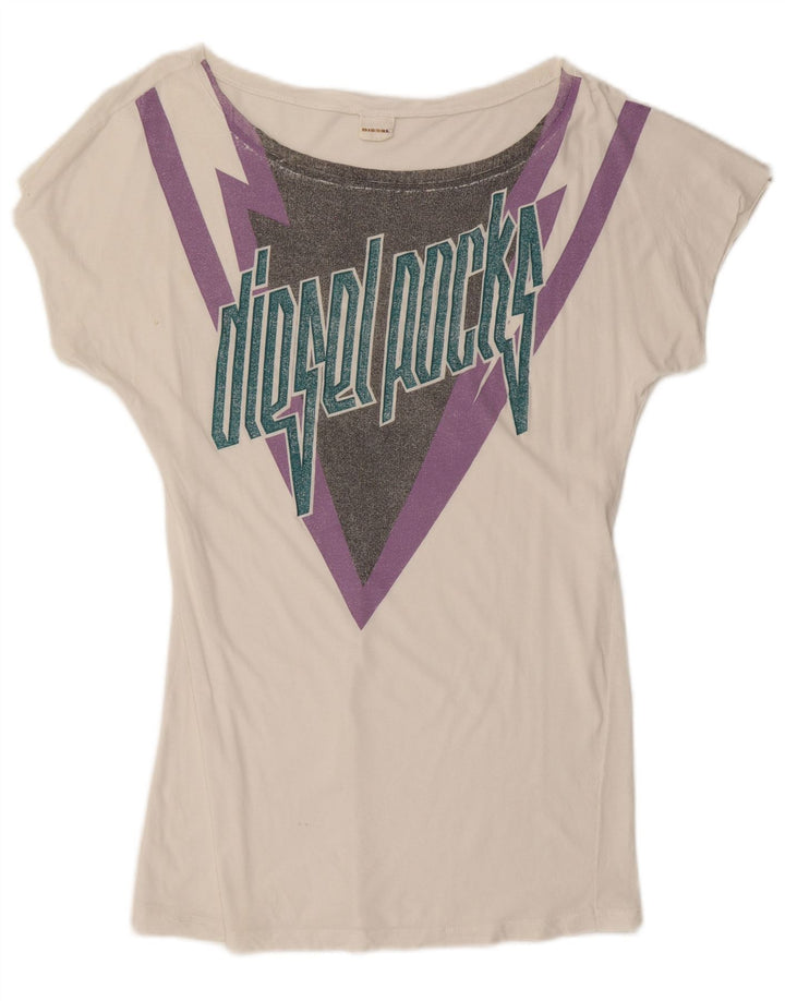 Женская футболка с рисунком DIESEL Top UK 10, маленькая, белая