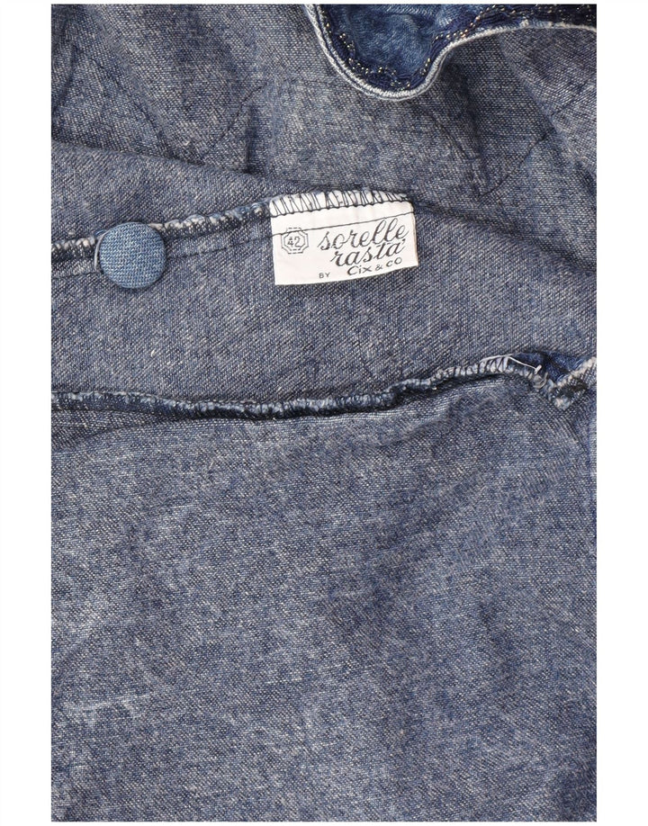 Винтажная женская джинсовая куртка свободного кроя с рисунком IT 42, хлопковый цвет среднего синего цвета