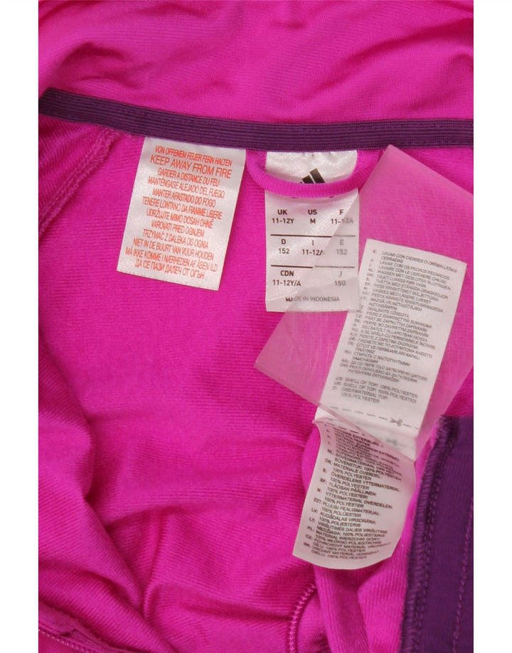 Спортивный костюм ADIDAS для девочек, верхняя куртка 11–12 лет, розовый полиэстер с цветными блоками