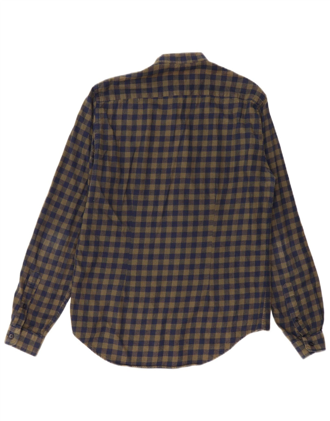 Мужская фланелевая рубашка узкого кроя ZARA в клетку цвета хаки среднего размера