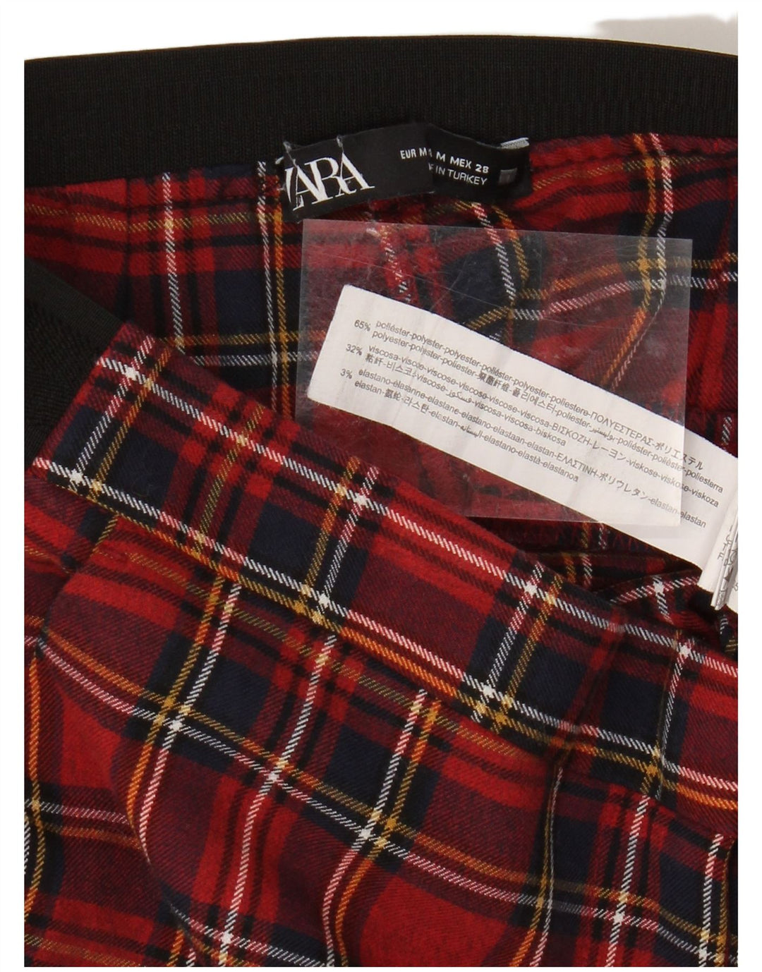 Женские брюки чинос скинни Zara, средний размер W28 L26, красный полиэстер в клетку