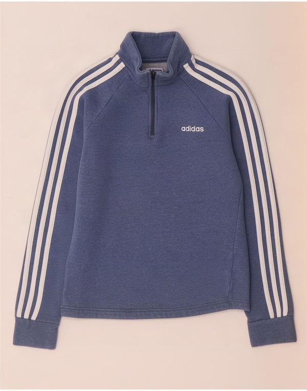 Женский джемпер свободного покроя с воротником на молнии Adidas UK 4/6 XS, синий хлопок