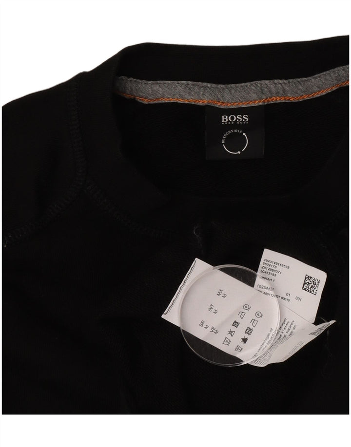 Мужской свитшот Hugo Boss, джемпер среднего размера, черный, хлопок