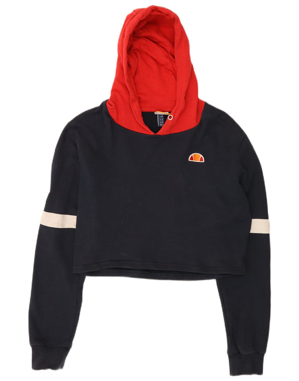 Женский укороченный джемпер с капюшоном Ellesse UK 14, средний, темно-синий, цветных блоков
