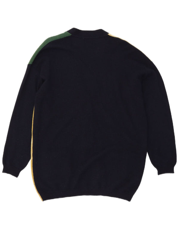 Винтажный женский удлиненный кардиган-свитер UK 18 XL, желтый цвет с цветными блоками