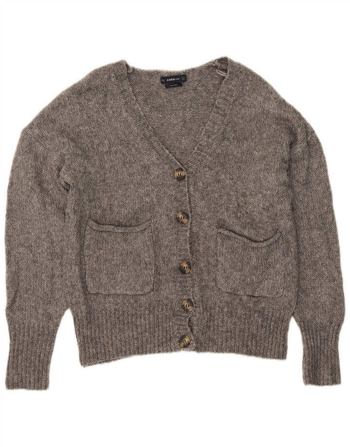 Женский кардиган Zara UK 14, средний серый акрил в крапинку