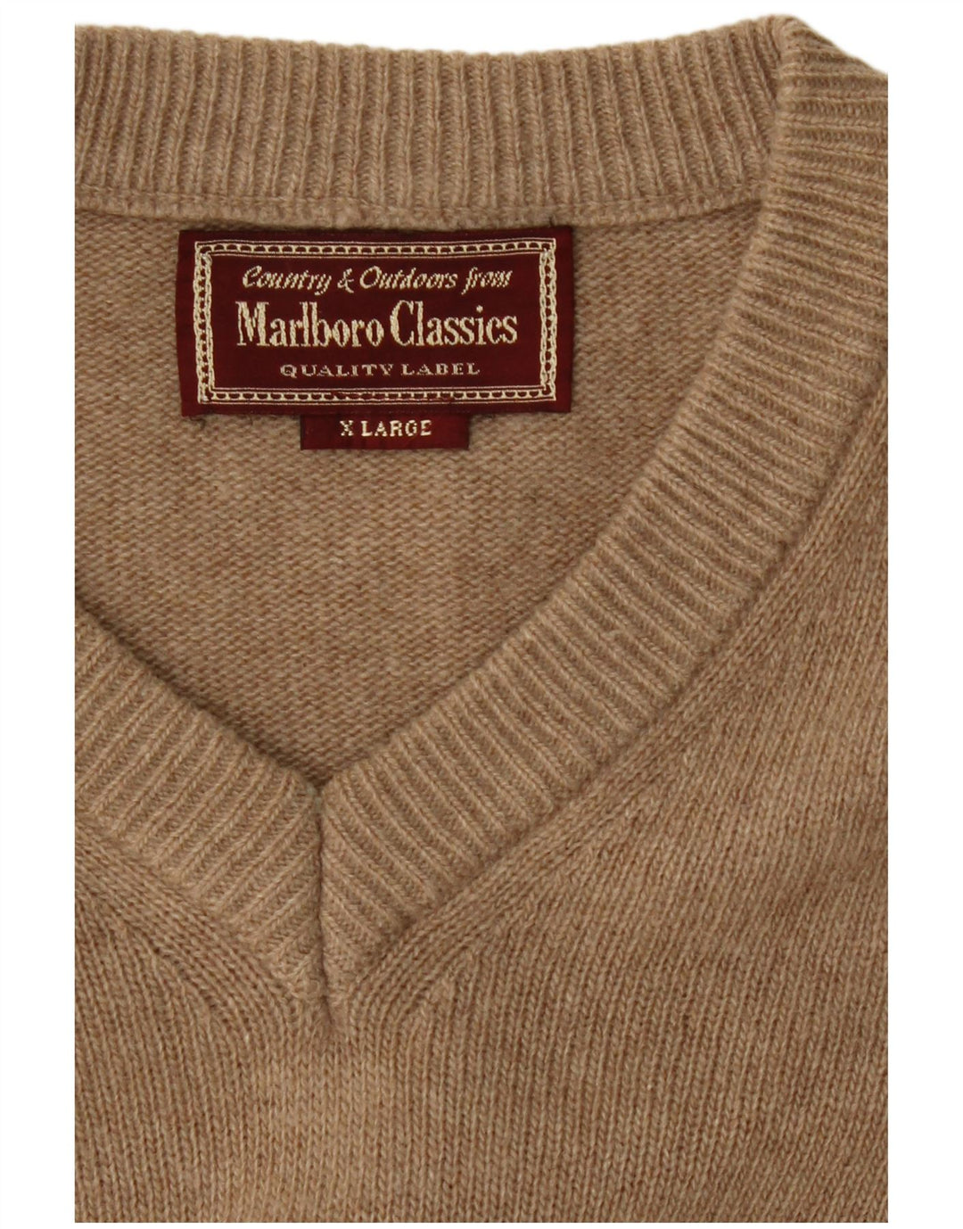 Мужской джемпер с v-образным вырезом Marlboro Classics XL, бежевый, шерсть