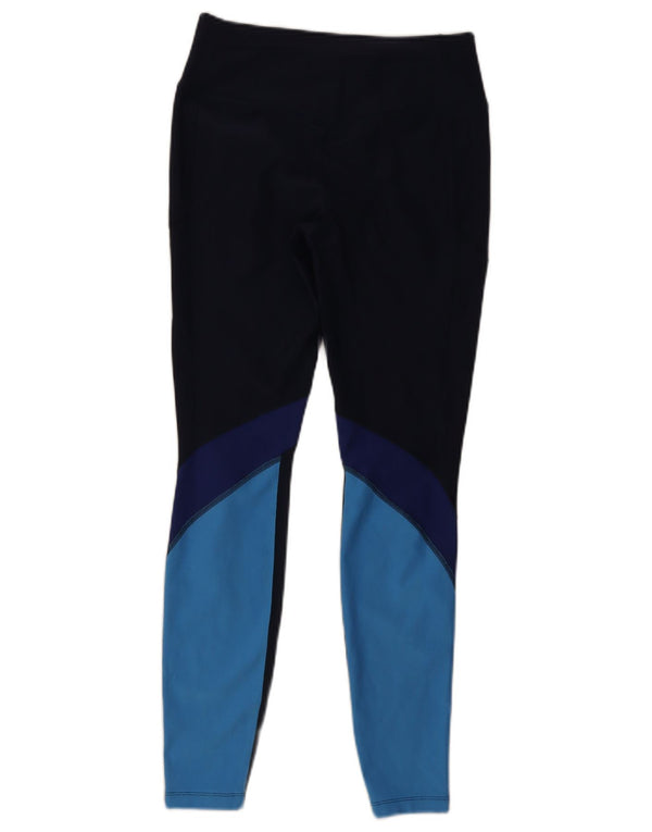 Женские леггинсы Nike Dri Fit UK 12, средние темно-синие цвета с цветными блоками