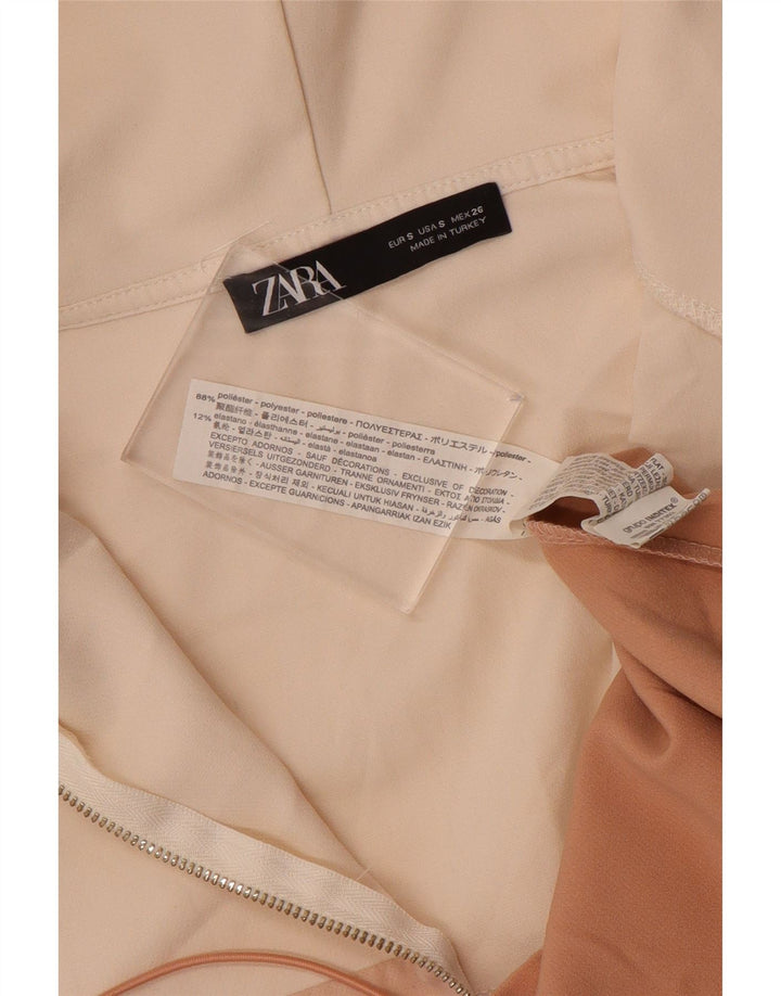 Женская куртка-анорак с капюшоном Zara UK 10, маленькая, разноцветная, с цветными блоками