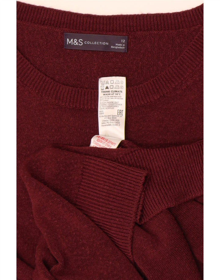 Женский джемпер с вырезом «лодочка» Marks & Spencer UK 12, средний темно-бордовый акрил