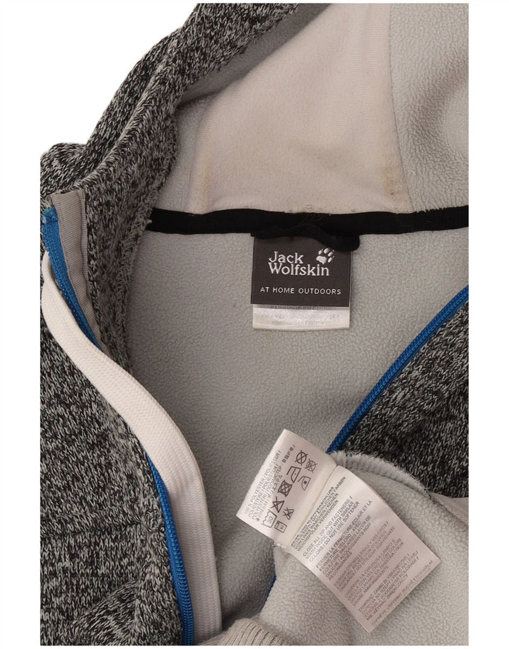 Мужской свитер с капюшоном и молнией с рисунком Jack Wolfskin, большой серый полиэстер с крапинками