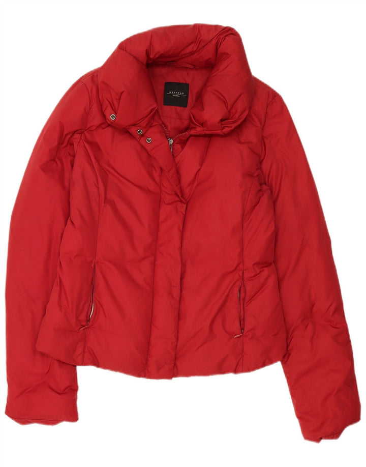 Женская стеганая куртка выходного дня Max Mara UK 12, средний красный полиамид