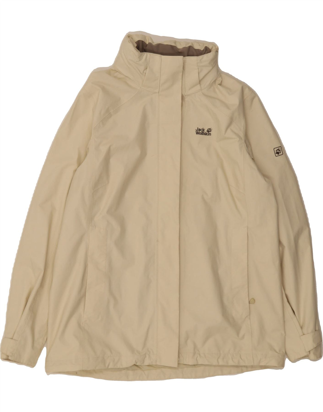 JACK WOLFSKIN Womens Rain Jacket UK 18 XL  Beige Polyamide Vintage Jack Wolfskin and Second-Hand Jack Wolfskin from Messina Hembry 