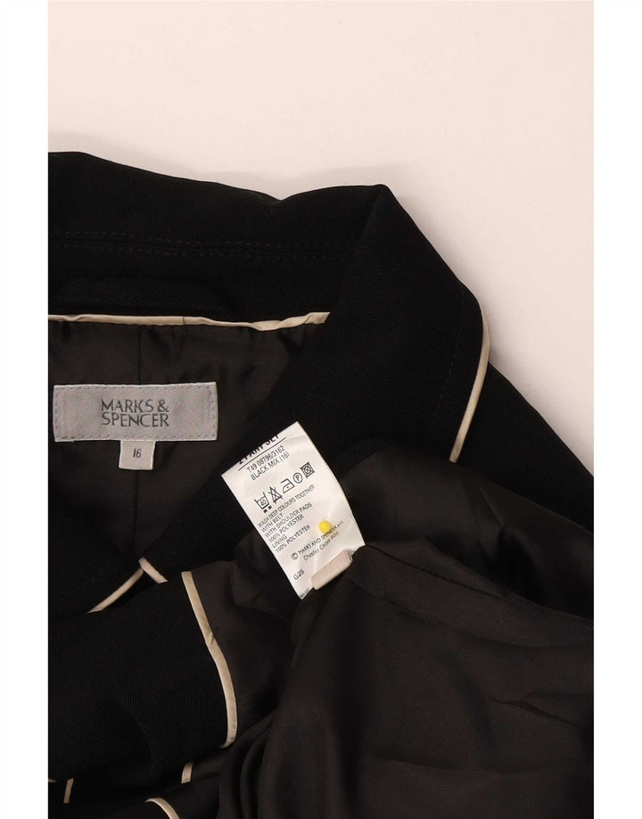 Женский короткий тренч Marks & Spencer UK 16, большой черный полиэстер