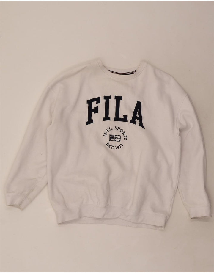 Мужской свитшот с рисунком Fila, большой белый хлопковый джемпер