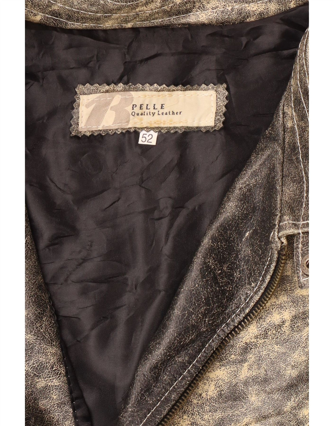 Мужская кожаная куртка с рисунком Bata IT 52 XL Серая кожа