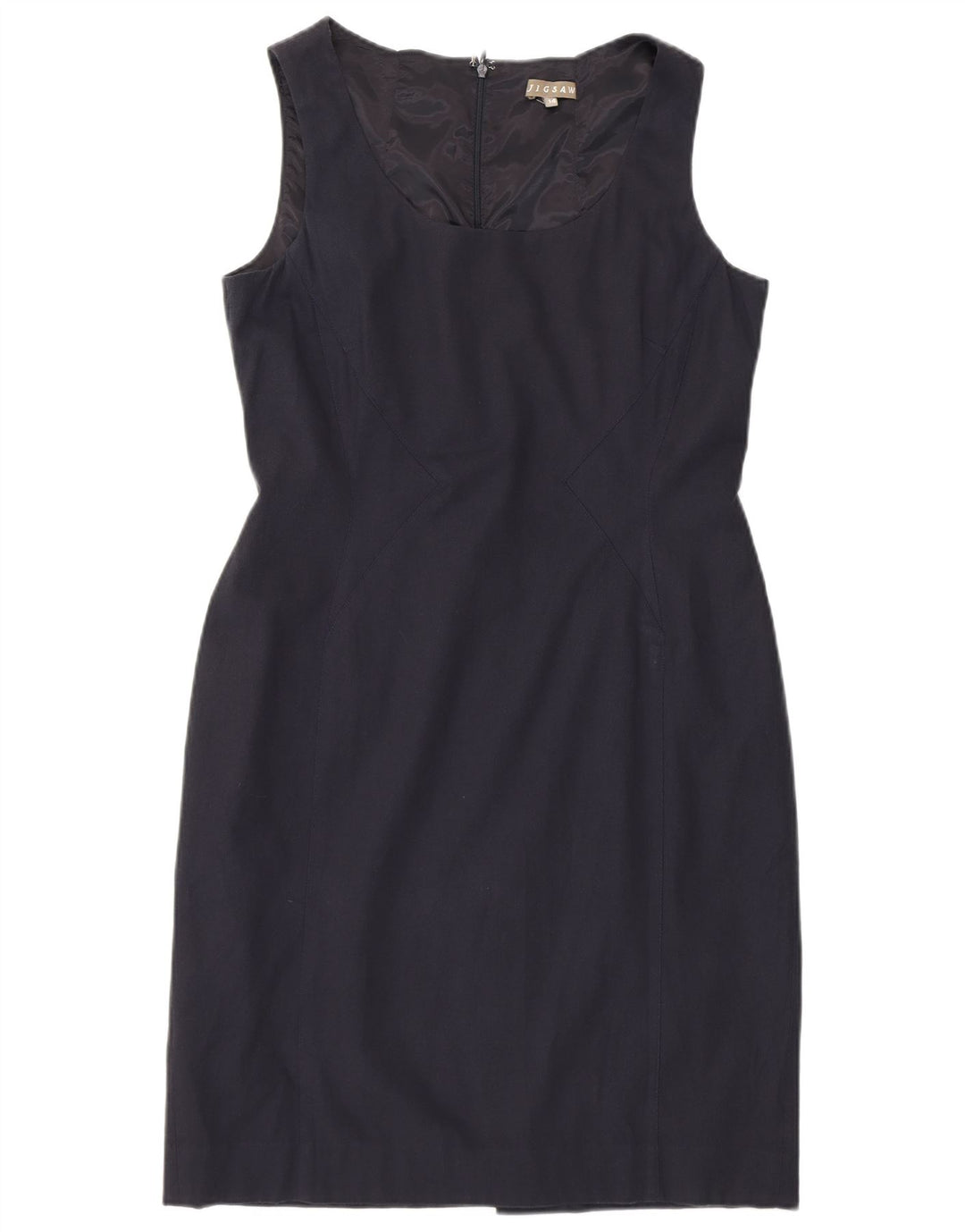 Женское платье-футляр без рукавов Jigsaw UK 14, средний темно-синий, вискоза