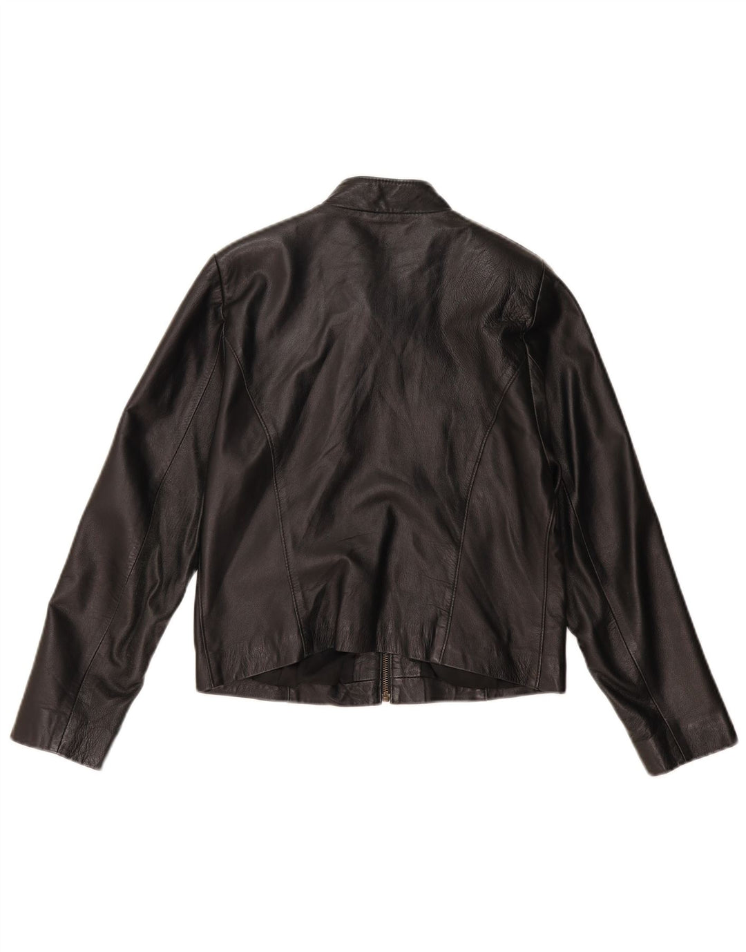 ВИНТАЖНАЯ женская укороченная кожаная куртка UK 14, кожа среднего размера, черная