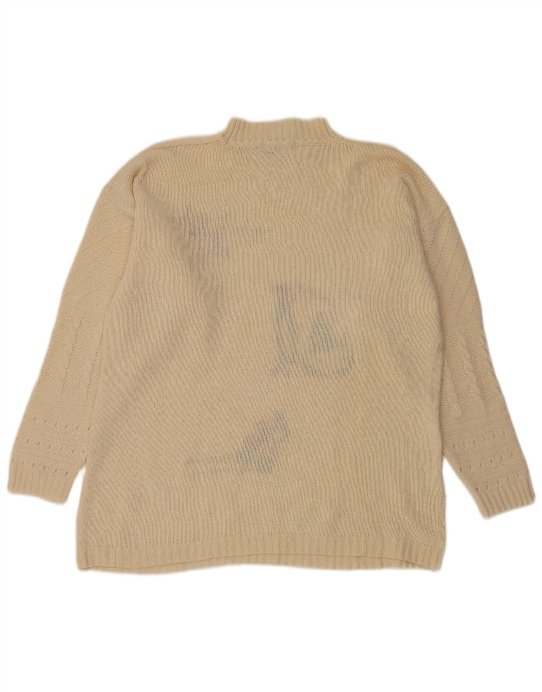 Винтажный женский джемпер с высоким воротником и рисунком, Великобритания, 14, средний, белый