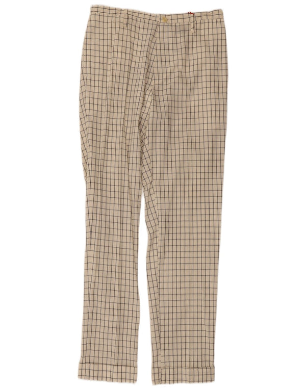 Винтажные женские прямые брюки чинос IT 44 Medium W30 L31 Off White Check