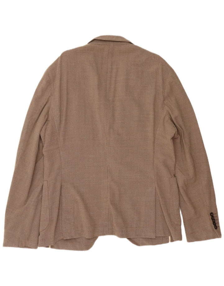 Мужской приталенный пиджак Hugo Boss на 2 пуговицах EU 56 3XL Коричневый из натуральной шерсти