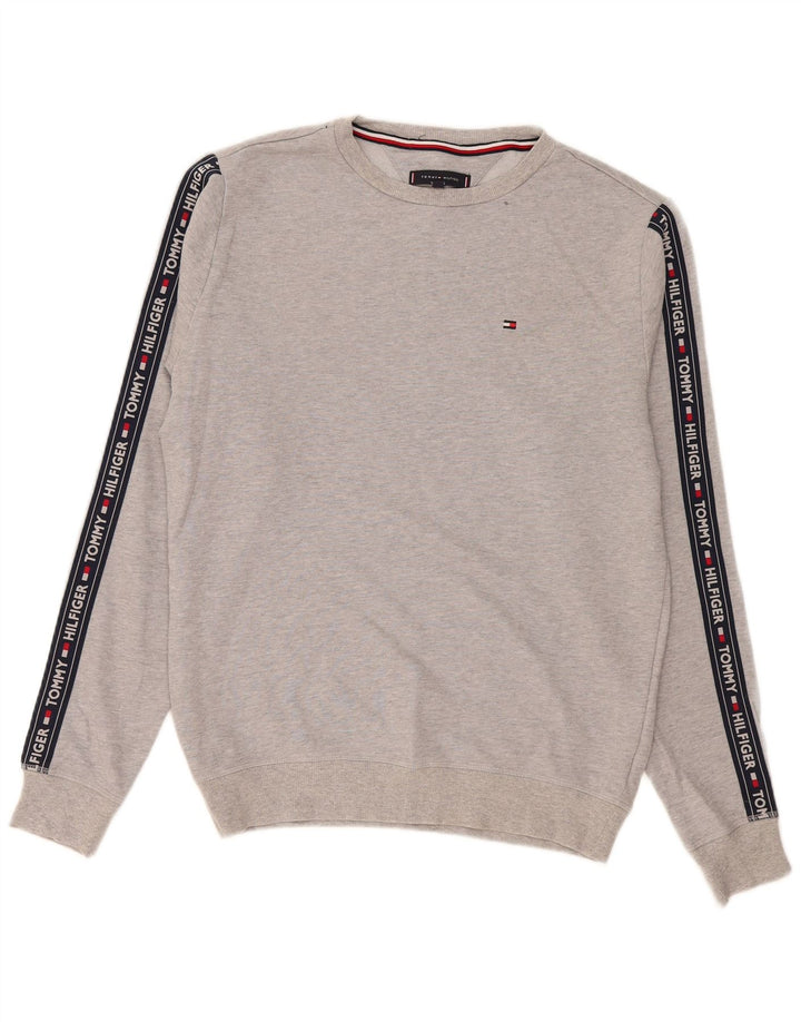Мужской свитшот с рисунком Tommy Hilfiger, средний серый с цветными блоками