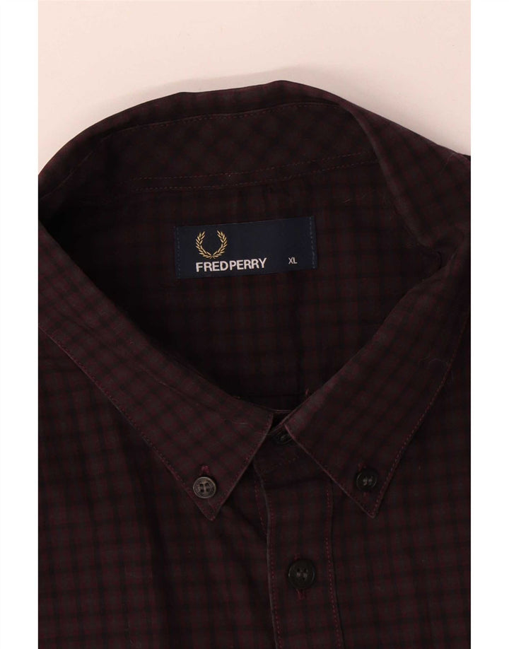 Мужская рубашка Fred Perry XL, бордовая клетка, хлопок