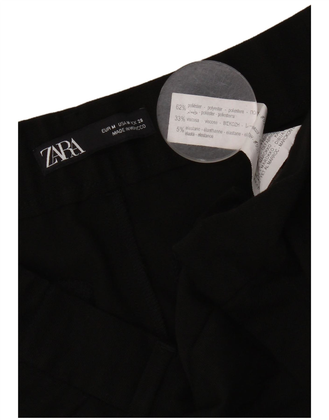 Женские прямые укороченные брюки Zara Medium W30 L25, черные, полиэстер