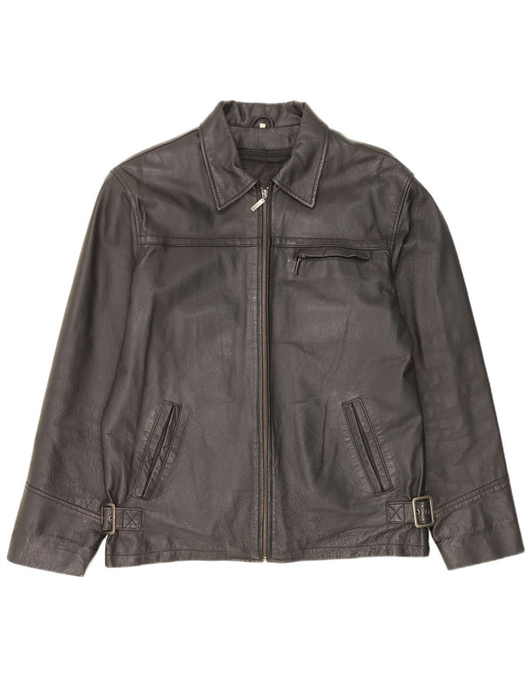 Винтажная мужская кожаная куртка IT 48 Medium Black Leather