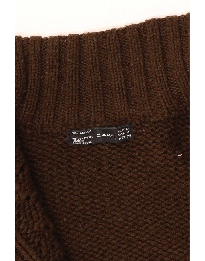 Женский кардиган Zara UK 12, средний коричневый цвет