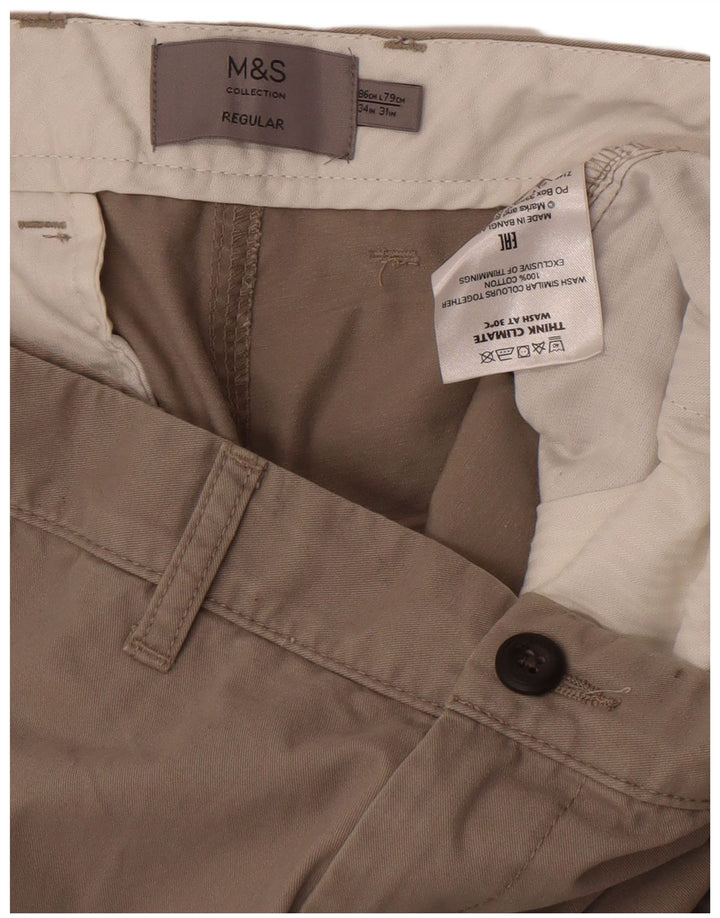 Мужские брюки чиносы Marks & Spencer стандартного кроя W34 L31 серые, хлопковые