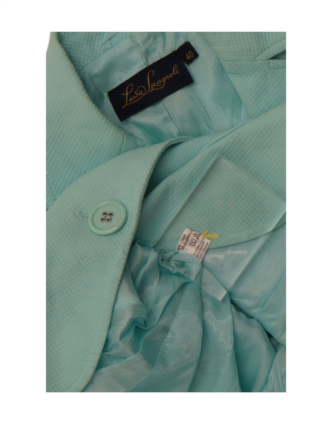 Женский пиджак Luisa Spagnoli на 3 пуговицах IT 40, маленький бирюзовый хлопок