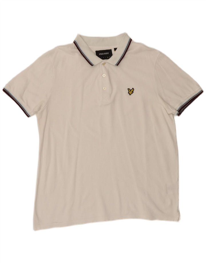 Мужская рубашка-поло Lyle & Scott XL, хлопок в белую полоску